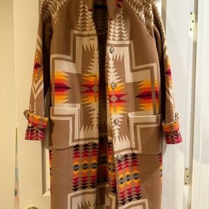 Pendleton Tan Harding Jacquard Wool Coat